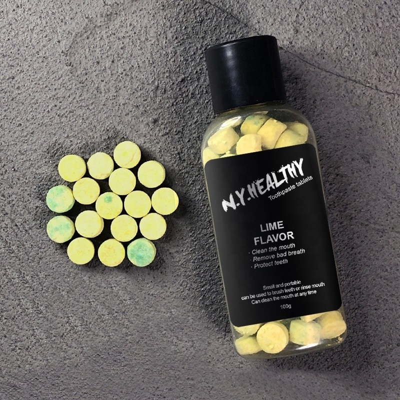Tabletten van de Eco de Vriendschappelijke Tandpasta met Fluoride Nul de Lusjes Plastic Vrije Gemakkelijke Beet van de Afvaltandpasta