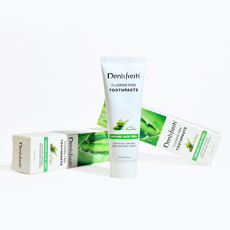 DENTIFRESH Natuurlijke gecertificeerde Aloe Vera tandpasta 75 ml voor volwassen kinderen zonder fluoride