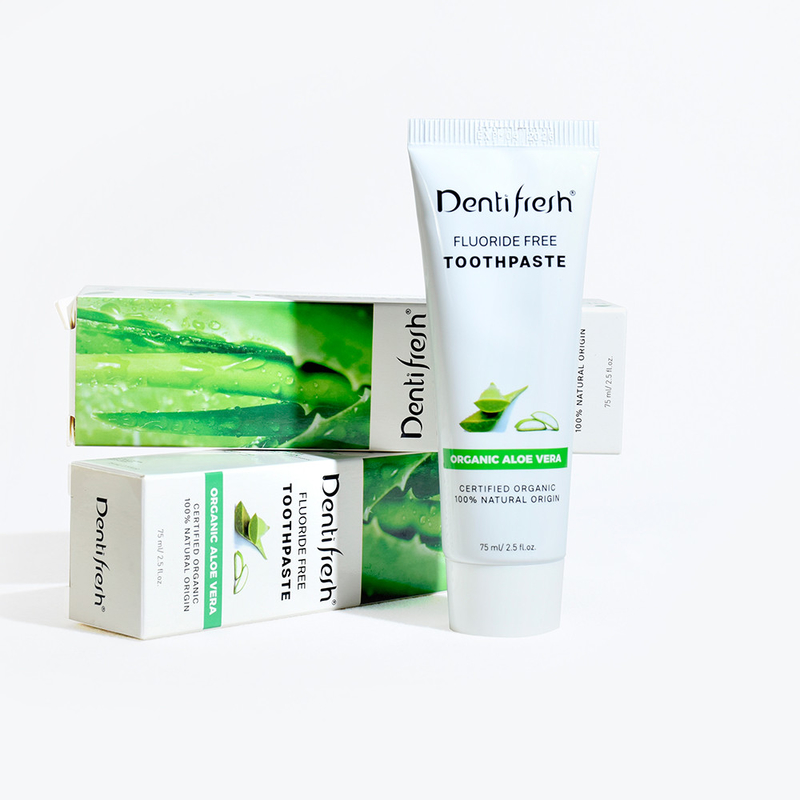 DENTIFRESH Natuurlijke gecertificeerde Aloe Vera tandpasta 75 ml voor volwassen kinderen zonder fluoride
