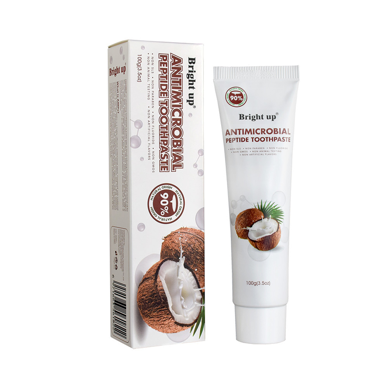 Hoogwaardige, heldergeelige, antimicrobiële peptide tandpasta, 100 g per buis kokosolie groothandel