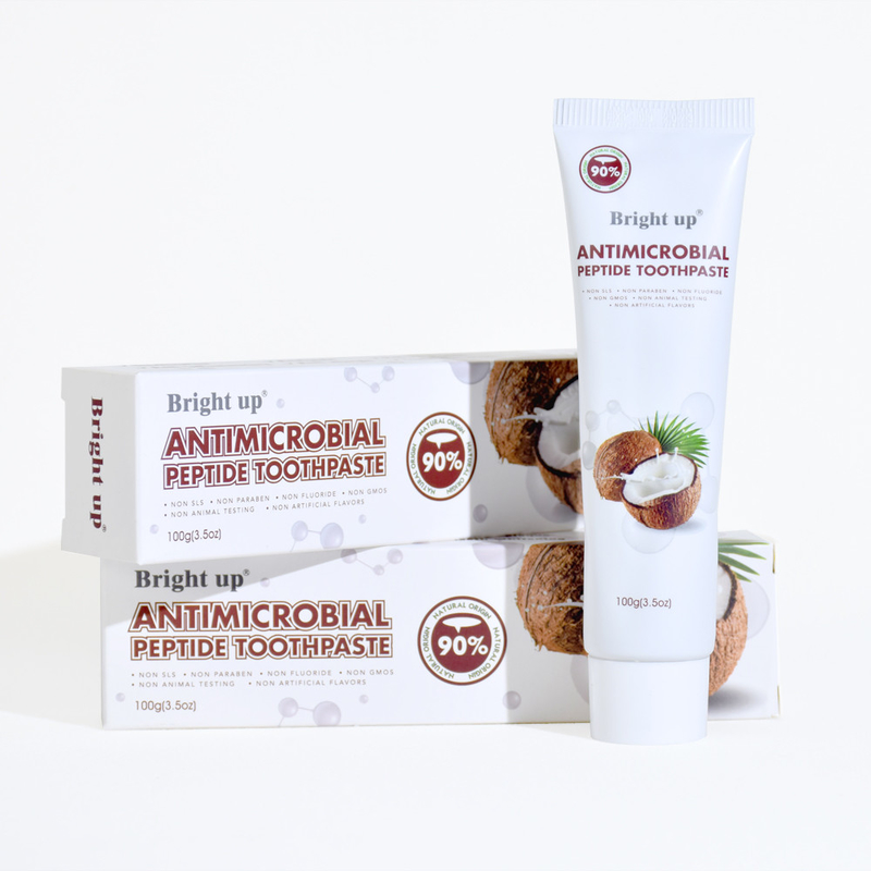 Hoogwaardige, heldergeelige, antimicrobiële peptide tandpasta, 100 g per buis kokosolie groothandel