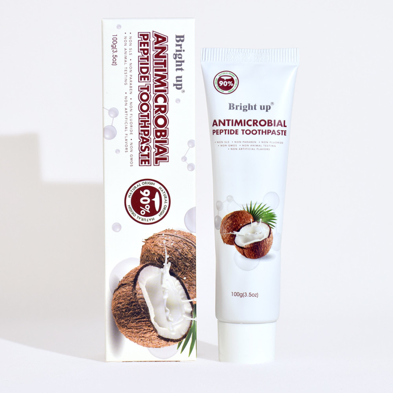 Hoogwaardige, heldergeelige, antimicrobiële peptide tandpasta, 100 g per buis kokosolie groothandel