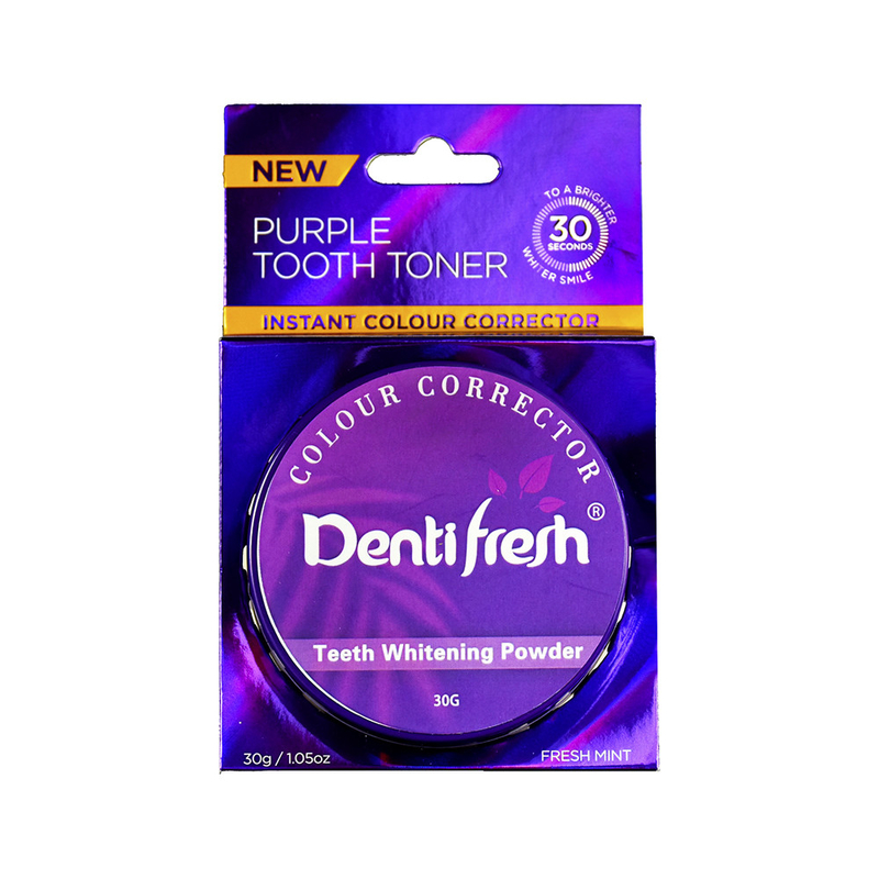 Nieuwe DentiFresh Purple Tooth Toner - Instant Colour Corrector Tandbleken Poeder, 30G