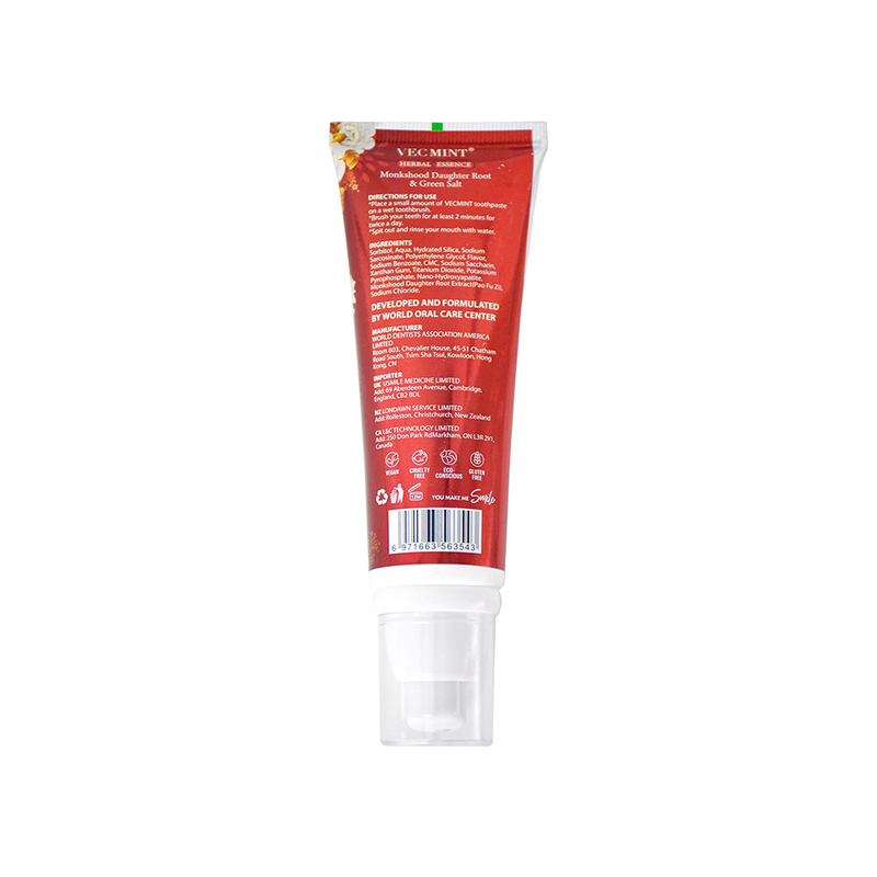 VECMINT Nano - tandpasta met hyaluronzuur - kruidenformule met monkshood, dochterwortel en groen zout 100 ml