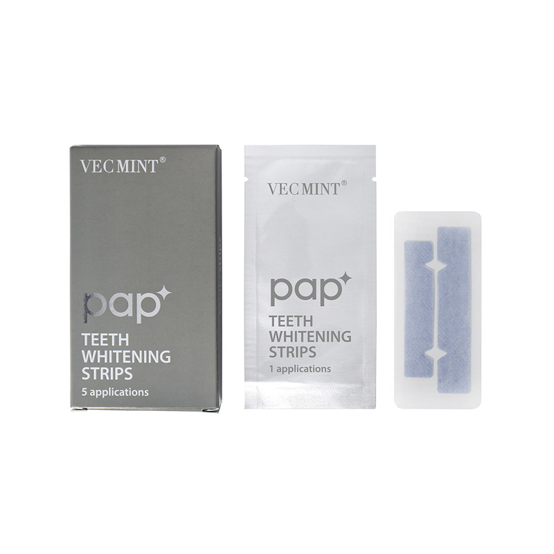 VECMINT pap* Geavanceerde tandenblekende strips - Een pakket van 5 toepassingen Langdurige witte glimlach.