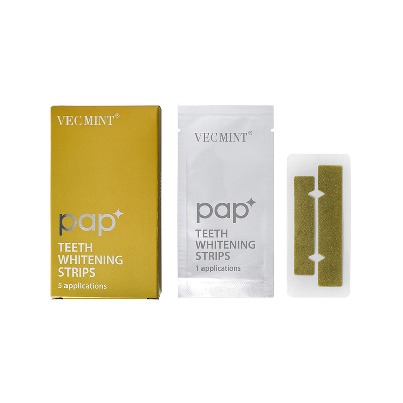 VECMINT pap* Geavanceerde tandenblekende strips - Een pakket van 5 toepassingen Langdurige witte glimlach.