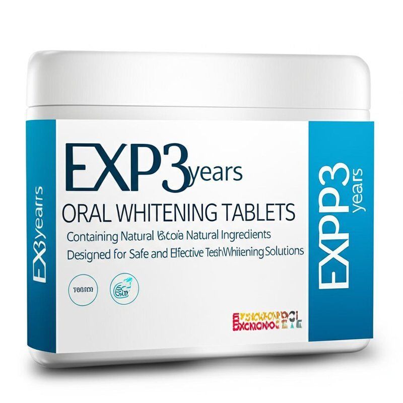 EXP3 jaar orale whitening tabletten met natuurlijke ingrediënten, ontworpen voor veilige en effectieve tandenbleekoplossingen